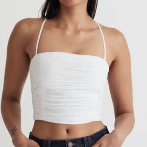 Madewell Poplin Crop Tube Top Size 00 in Eyelet White NWT